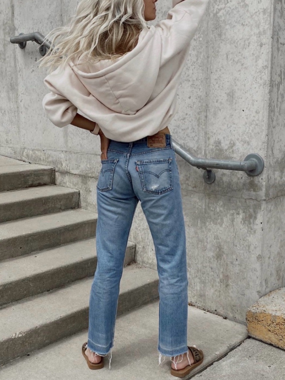 Levi's Light Blue Cropped High-Rise Button-Fly Jeans